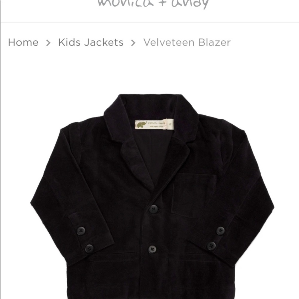 Monica + Andy Boys 5T Black Velveteen Blazer